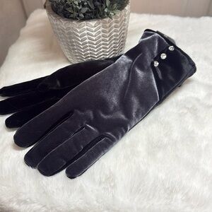 Elegant Black and Grey Rhinestone Women’s Gloves
